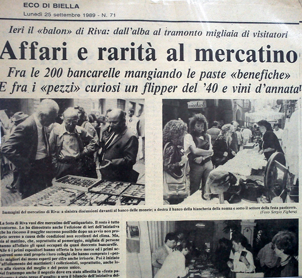 Eco di Biella 1989 - articolo mostra antiquariato