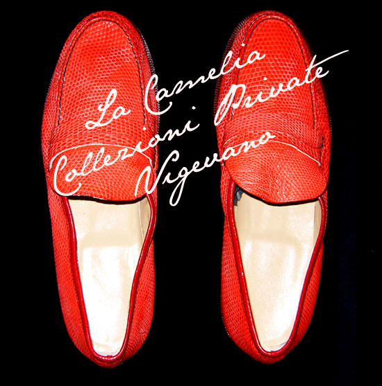 mocassiono uomo - scarpa uomo in coccodrillo colore rosso A. Pfister - la camelia collezioni