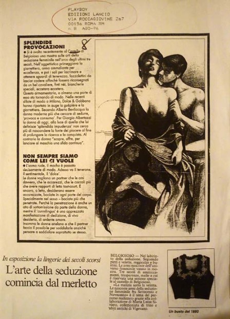 Articolo su "playboy", anno 1996-la malizia sotto la veletta