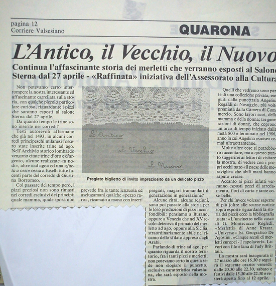 Quarona 1993 - articolo merletti