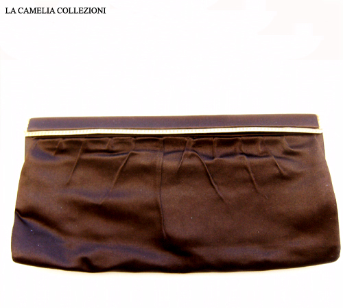 pochette marrone in raso con chiusura oro - la camelia collezioni