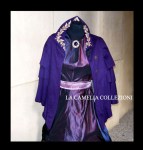 vestito da gran galà gran sera viola vinaccia cangiante con mantellina fine 800 – moda femminile 1800 – la camelia&nbsp;collezioni