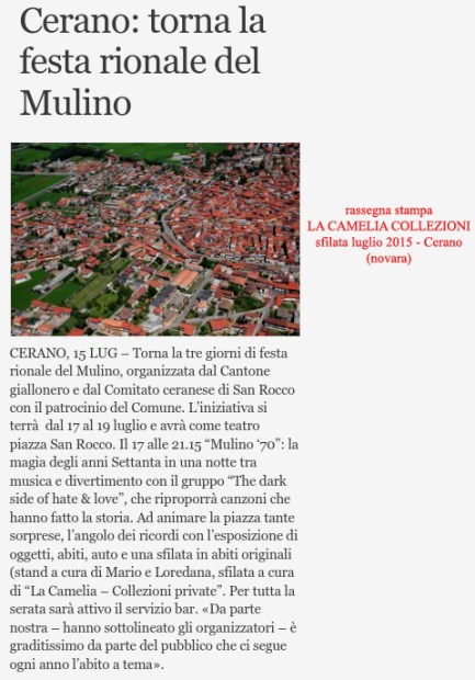 rassegna stampa sfilata cerano (novara) 15 luglio 2015 - la camelia collezioni