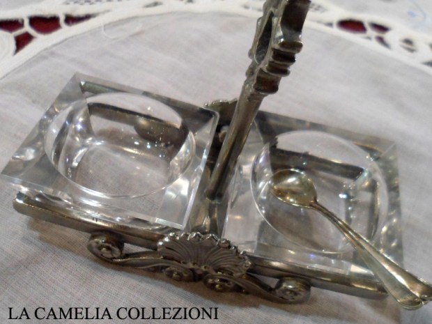 argenteria - posta sale e pepe vetro e argento set formaggiera - noleggio argenteria e posateria - la camelia collezioni