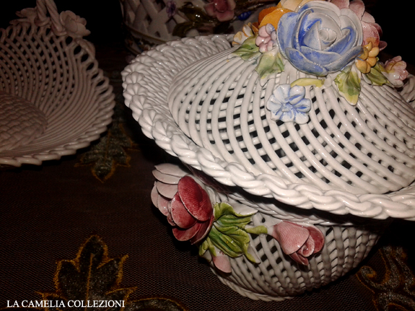 ceramica bassano - cestitno con manico - la camelia collezioni