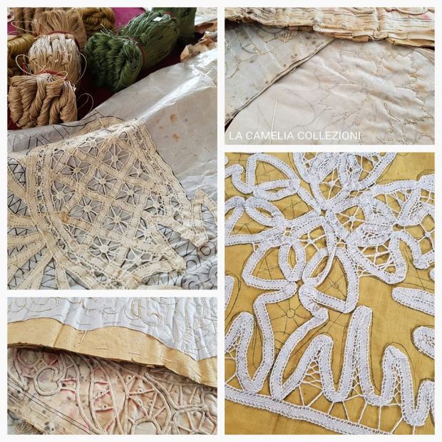 pizzi trine e merletti - cartoncini tecnici trine secolo 800 - la camelia collezioni