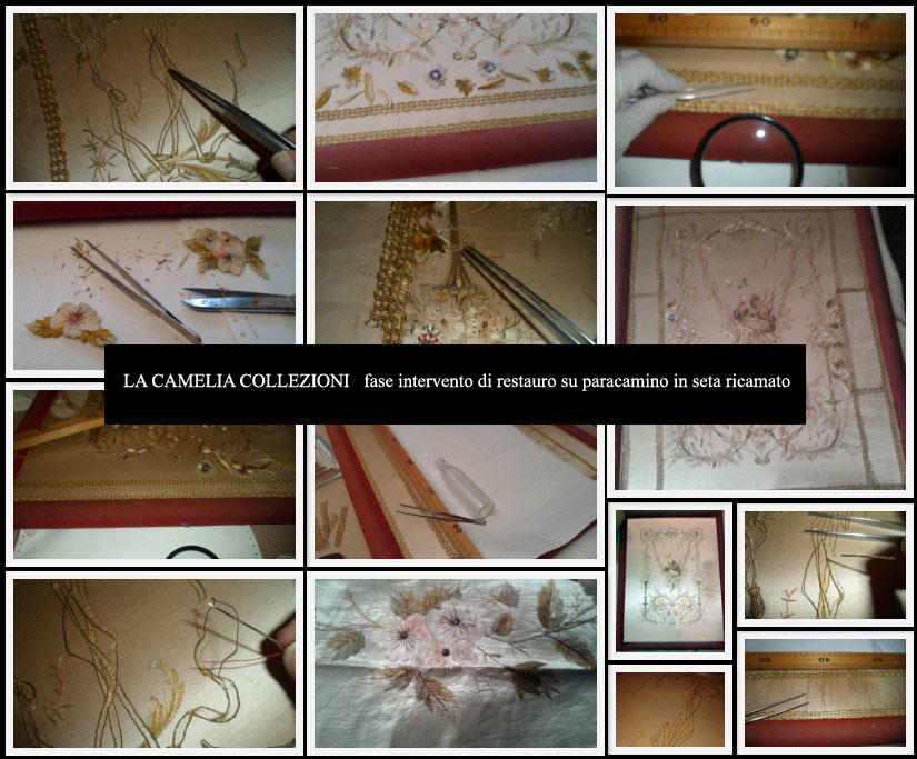 restauro-paracamino-in-seta-con-ricami-e-cornice-in-velluto-la-camelia-collezioni