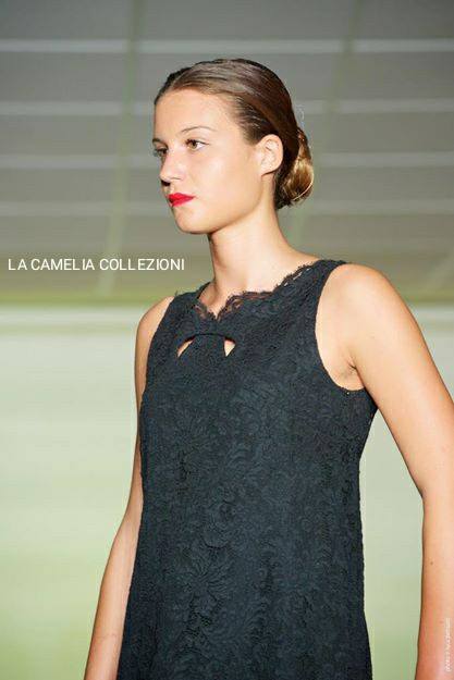 vestiti pizzo macramè - vestiti macramè - nero a trapezio