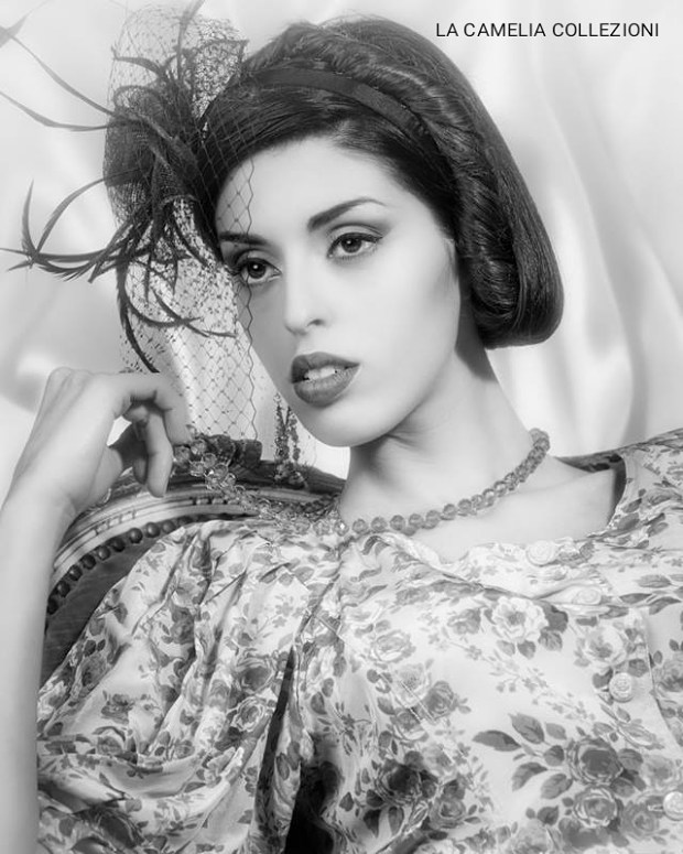 Moda retrò- vestiti Ken Scott vintage - celeste a fiori - la camelia collezioni