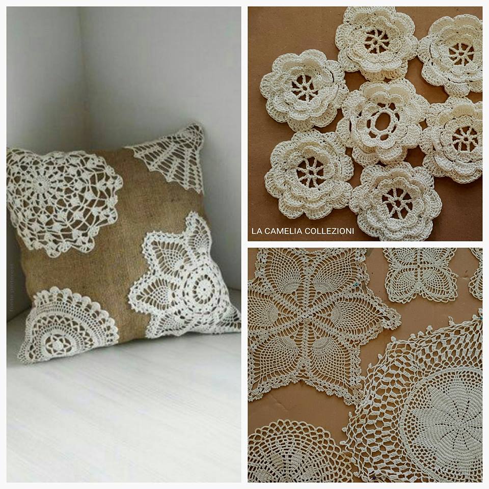 uncinetto crochet - centrini - cuscini creativi stile shabby - la camelia collezioni