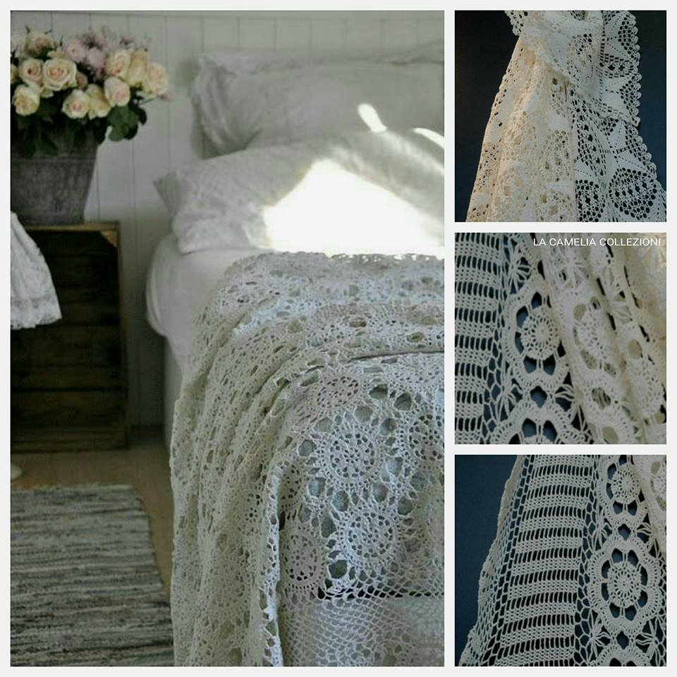 uncinetto crochet -copriletti stile shabby - la camelia collezioni