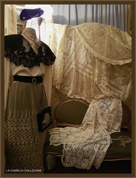 pizzi trine merletti - collezione - abiti e accessori secolo 800 - la camelia collezioni