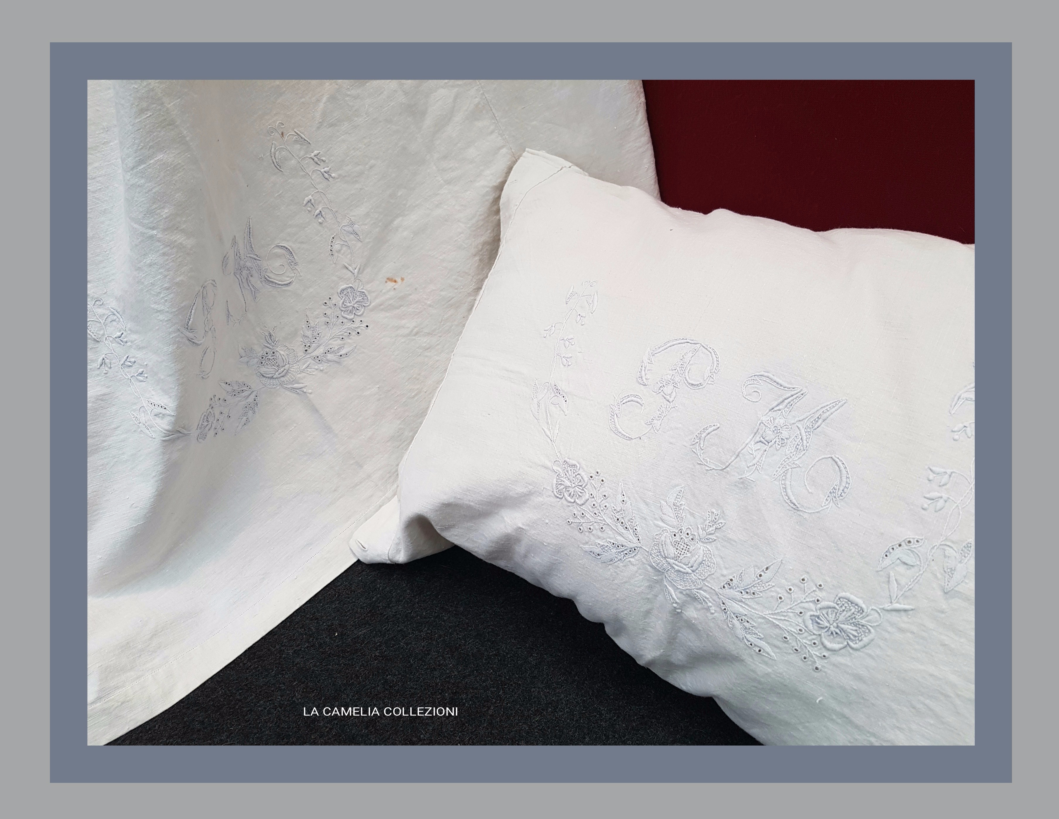 Lenzuola d epoca ricamate - la camelia