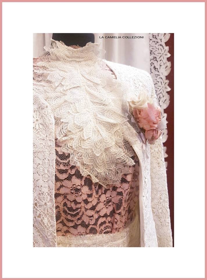 belle epoque - abito rosa e panna - la camelia collezioni