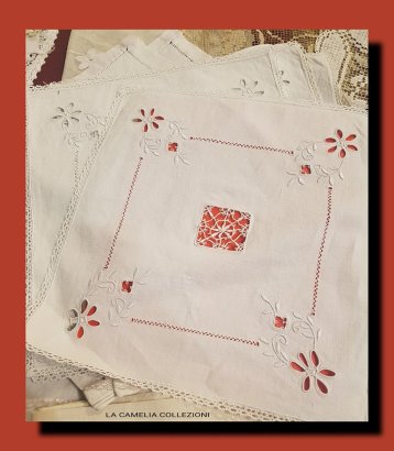 sottopiatti quadrati puro lino ricamo ad ago - la camelia collezioni