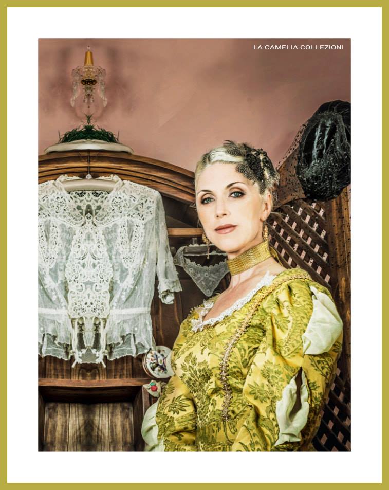 vestiti stile 700 venezia - giallo verde - la camelia collezioni