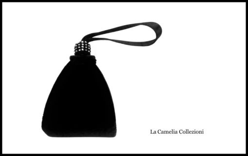 clutch - in velluto nero e strass - la camelia collezioni