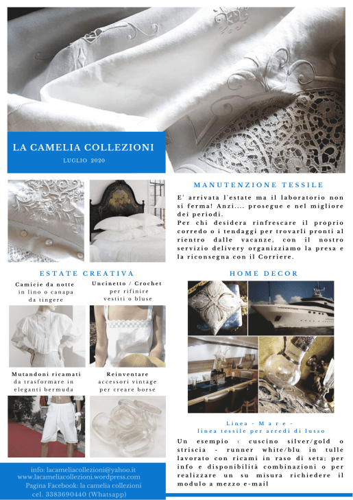 Newsletter - Luglio 2020 - la camelia collezioni